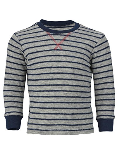 Engel Natur, Kinder Frottee Pullover, 100% Wolle (kbT) (Hellgrau Melange/Marine, 116) von Engel