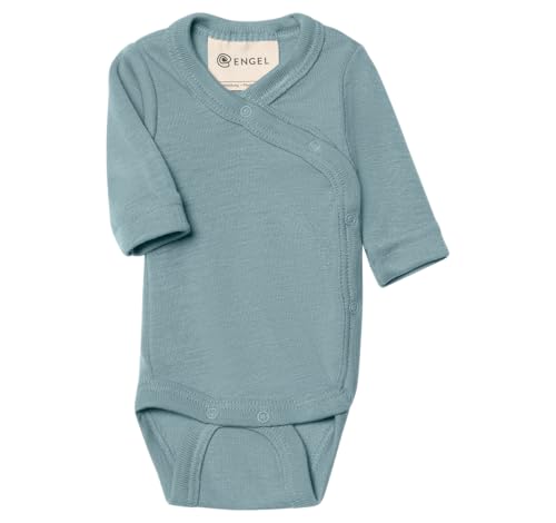 Engel Natur | Frühchen Wickelbody langarm | 70% Wolle (kbT), 30% Seide (Bergblau, 50) von Engel