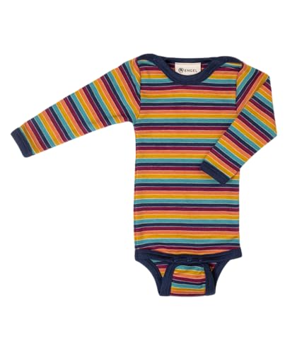 Engel Natur Gestreiftes Langarm Baby Body 70% kbT-Merinowolle, 30% Seide, GOTS zertifiziert, Made in Germany (Multicolour, 50-56) von Engel