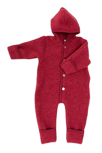 Engel Overall mit Kapuze, 100% Schurwolle Fleece, Natur, Gr. 50/56-86/92, 4 Farben (Jaspis, 50-56) von Engel