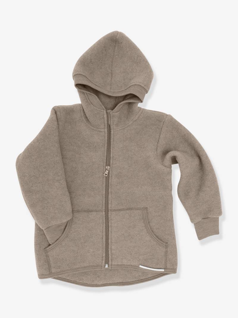 Kinder Fleecejacke aus Schurwolle mit Kapuze ENGEL  meliert von Engel