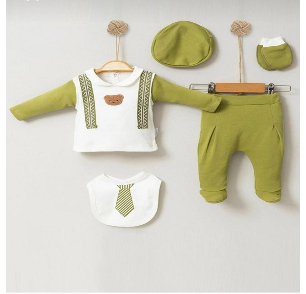 Engelbaby Erstausstattungspaket 5-teiliges Neugeborenen-Erstausstattungs Set 0-3 Monate (set komplett Outfit, 5-tlg., Langarmshirt Handschuhe Hose Lätzchen Mütze) 5-teilig Neugeborenen Erstausstattung-Set 0-3 Monate 100% Baumwolle von Engelbaby