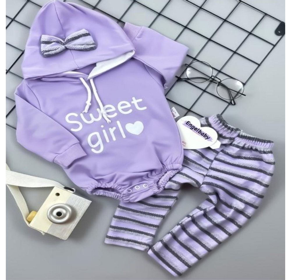 Engelbaby Shirt & Hose Langarmbody mit kapuze und Hose 2-teilige Set Sweet Girl Jogger (2-teilig Set Spar-Set, 2-teilig, Langarmbody mit kapuze und Hose 2-teilige Set) Langarmbody mit kapuze und Hose 2-teilige Set Sweet Girl Jogger von Engelbaby