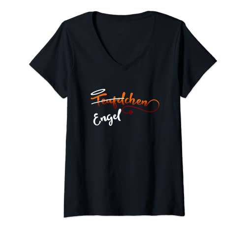 Damen Engelchen Engel Teufelchen Teufel Kostüm Halloween Partner T-Shirt mit V-Ausschnitt Damen Engelchen Engel Teufelchen Teufel Kostüm Halloween Partner T-Shirt mit V-Ausschnitt von Engelchen Engel Teufelchen Teufel Deko Geschenke