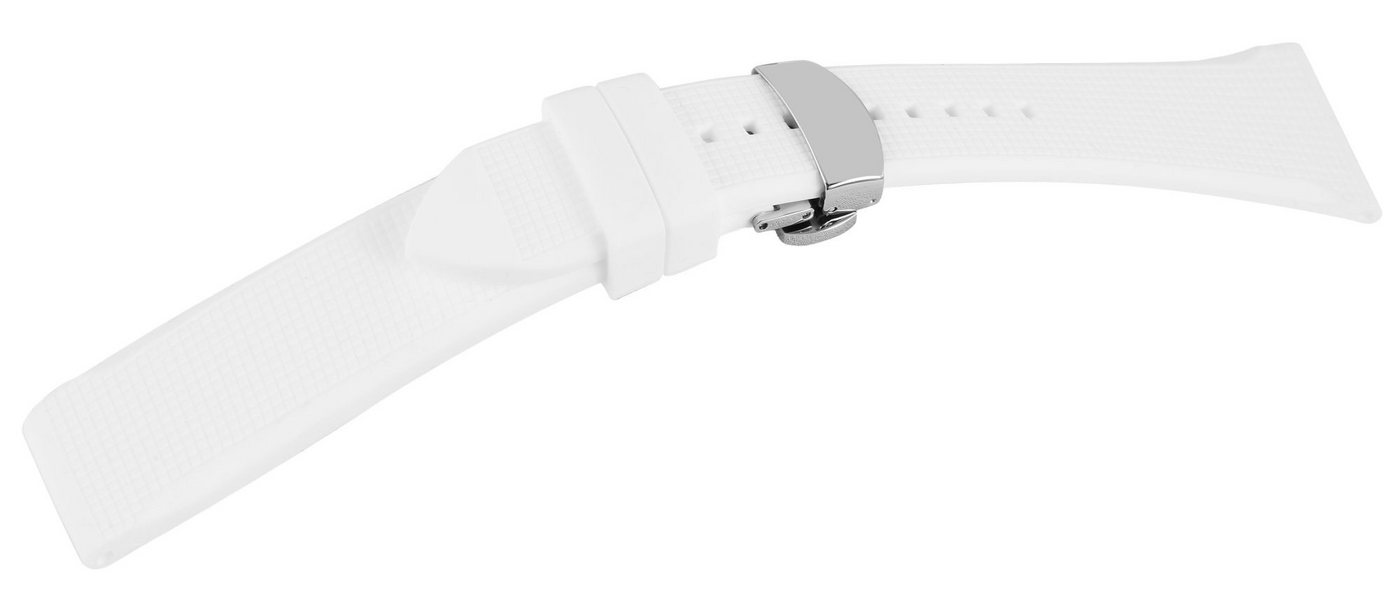 Engelhardt Uhrenarmband MB0085 Silikon-Armband, weiß, Butterfly-Schließe, 18 mm - 22 mm von Engelhardt