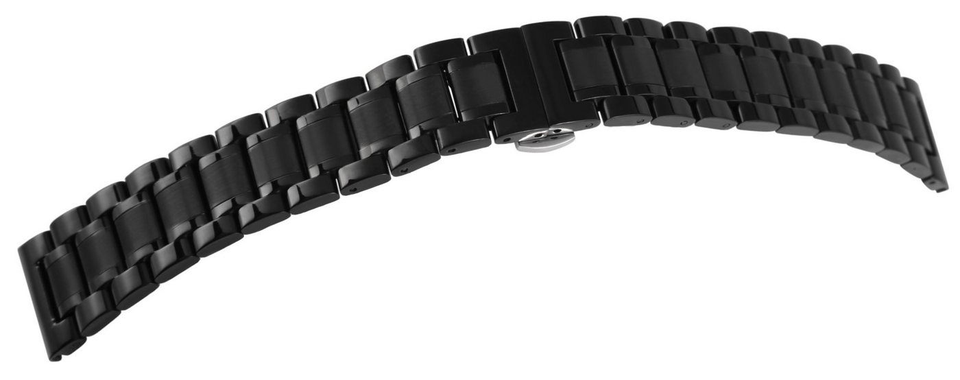 Engelhardt Uhrenarmband MB0025 Edelstahl-Uhrenarmband, schwarz, Butterfly-Faltschließe, Herren ErsatzArmband von Engelhardt