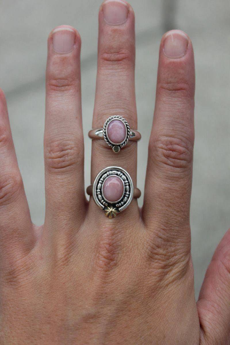 Handgemachte Sterling Silber & Gold Rosa Opal Ringe von EngelsTradingCo