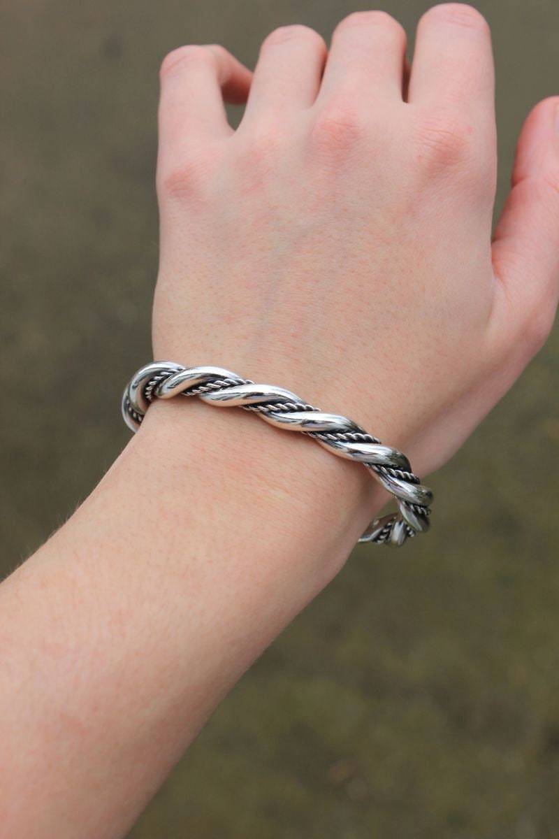 Gebrauchtes Sterling Silber 925 Chunky Twisted Rope Manschette Armband 46.8G von EngelsTradingCo