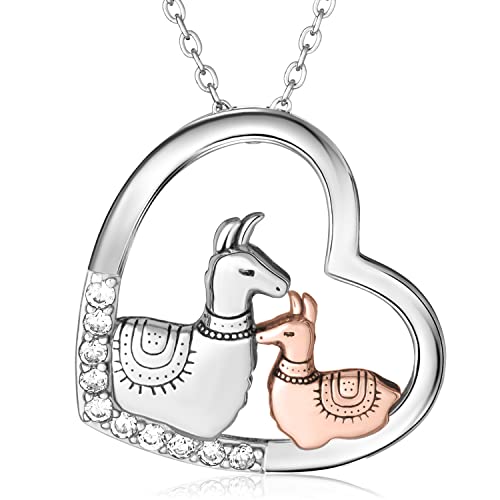 Engelshof Halskette Kette mit Alpaka Alpakakette " Mother and Child " 929 Stirling Silber Schmuck Silberkette Lama Geschenk für Frauen und Kinder von Engelshof Alpakas Münsterland