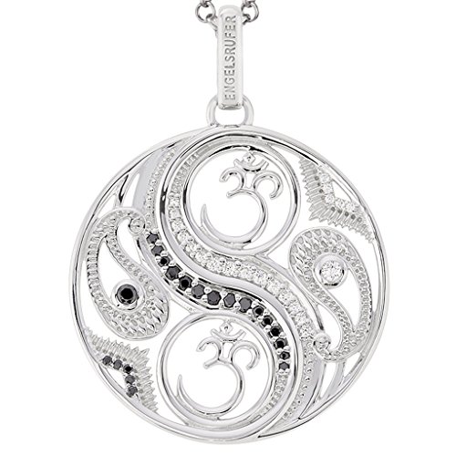 Engelsrufer Balance Anhänger für Damen rhodiniertes 925er-Sterlingsilber mit 21 weißen & 21 schwarzen Zirkonia Größe 33 mm von Engelsrufer