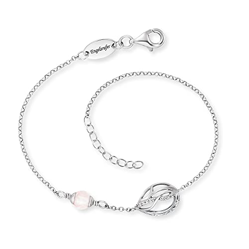 Engelsrufer Damen Armband Himmelsträne mit Lebensblume und Kraftstein Rosenquarz, Sterling Silber, verstellbar, nickelfrei von Engelsrufer