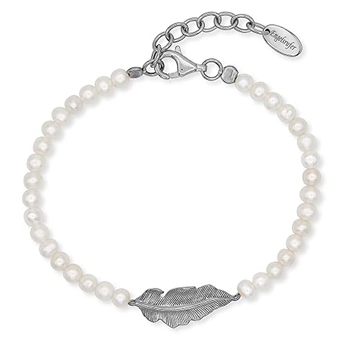 Engelsrufer Damen Armband aus Sterling Silber mit Feder Anhänger und echten Süßwasserperlen - Karabinerverschluss - längenverstellbar - nickelfrei von Engelsrufer