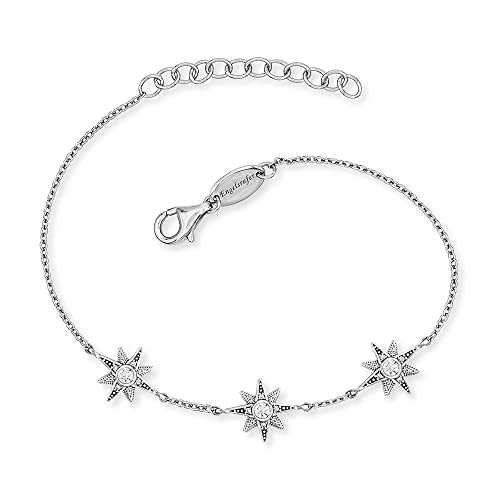 Engelsrufer Damen Armband aus Sterling Silber mit drei Sternen Anhängern - besetzt mit 15 Zirkonia Steinen - Karabinerverschluss - in drei Längen verstellbar von Engelsrufer