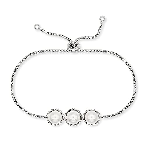 Engelsrufer Damen Armband aus Sterling Silber und drei Muschelkern Perlen - Verstellbarer Schiebeverschluss - nickelfrei - Länge: 24 cm von Engelsrufer
