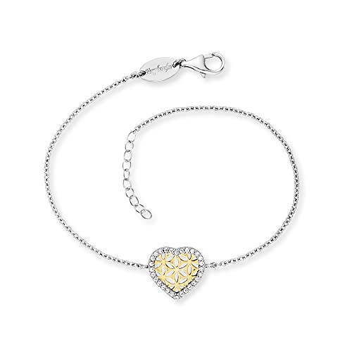 Engelsrufer Armband aus Sterlingsilber mit Herz-Anhänger Lebensblume und Zirkonia Bicolor, Länge: 17cm + 3cm, ERB-HEARTLIFL-ZI-BIG von Engelsrufer