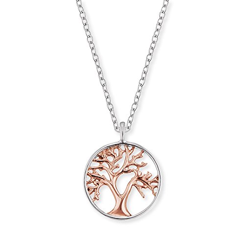 Engelsrufer Baum des Lebens Kette mit Anhänger für Damen Bicolor Rhodiniert und Rosévergoldet 925er-Sterlingsilber Länge 40 cm + 4 cm von Engelsrufer