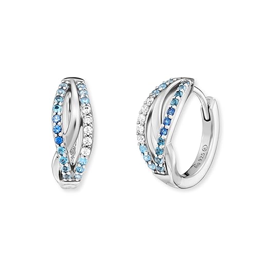 Engelsrufer Creolen Infinity Ocean für Damen aus 925er Sterlingsilber rhodiniert, mit Zirkonia verziert - Multicolor – Ø 16 mm von Engelsrufer