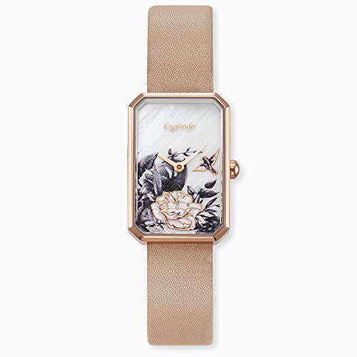 Engelsrufer Damen Analog Quarz Uhr mit Echtes Leder Armband ERWA-FLOWER1-LBR1-RR, Roségold von Engelsrufer