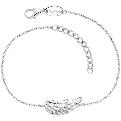 Engelsrufer Damen Armband aus Sterling Silber mit Flügel Anhänger und Karabinerverschluss, längenverstellbar, Größe: 17+3 cm, nickelfrei, ERB-FLYWING von Engelsrufer