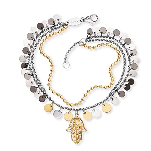 Engelsrufer Damen Armband & Fußkettchen Hand Fatima, Edelstahl Bicolor, verstellbar, Schutzsymbol, nickelfrei von Engelsrufer