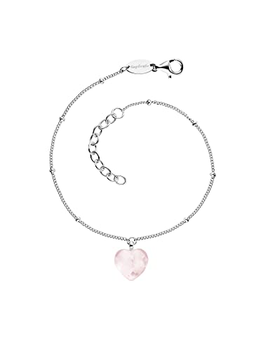 Engelsrufer Damen-Armband mit Herz-Anhänger aus Sterling-Silber und Rosenquarz in der Farbe Silber-Rosé, Länge: 17 + 3cm, ERB-HEART-RQ von Engelsrufer