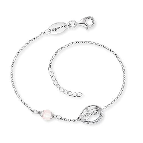 Engelsrufer Damen Armband Himmelsträne mit Lebensblume aus Sterling Silber und Kraftstein Rosenquarz - Karabinerverschluss - in diversen Längen verstellbar - nickelfrei von Engelsrufer