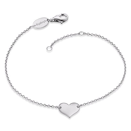 Engelsrufer Damen Armband silber aus Sterling Silber und schlichtem Herz Anhänger silber - Karabinerverschluss - in zwei Längen verstellbar - nickelfrei von Engelsrufer