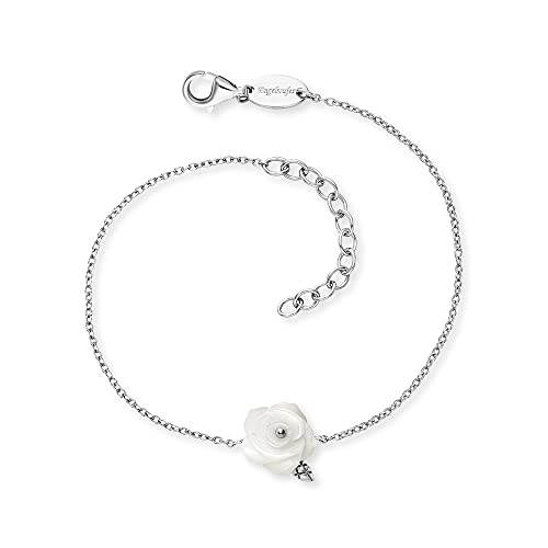 Engelsrufer Damen Armband Rose Garden aus Sterling Silber mit Rose aus Perlmutt - Karabinerverschluss - längenverstellbar- nickelfrei von Engelsrufer