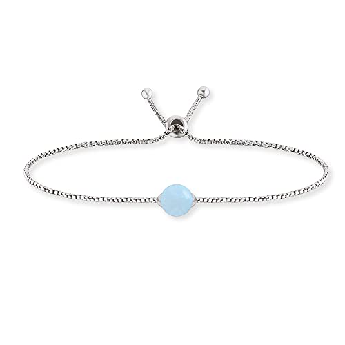 Engelsrufer Damen Armband aus Sterling Silber und blauer Achat Kraftstein Anhänger, verstellbarer Schiebeverschluss, nickelfrei, ERB-LILGEM-BA von Engelsrufer