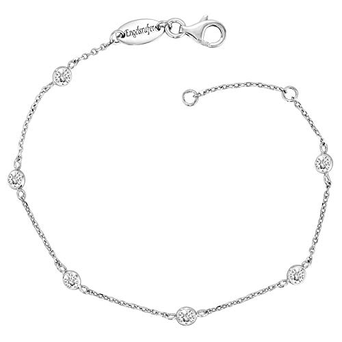 Engelsrufer Damen Armband aus Sterling Silber besetzt mit 6 Zirkonia Steinen, Karabinerverschluss, in zwei Längen verstellbar, nickelfrei, ERB-LILMOON-ZI von Engelsrufer