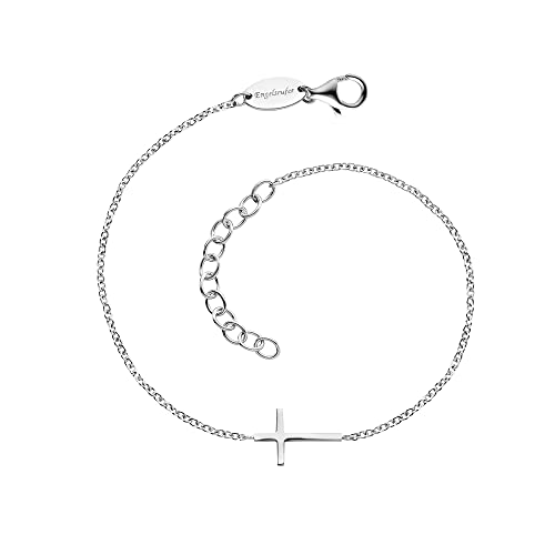 Engelsrufer Damen Armband aus Sterling Silber und Kreuz Anhänger silber - Karabinerverschluss - längenverstellbar - nickelfrei von Engelsrufer