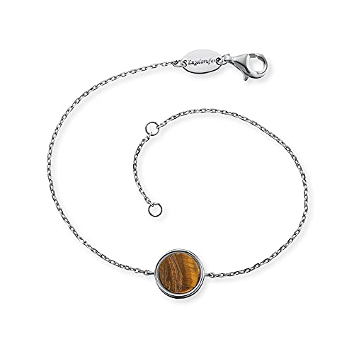 Engelsrufer Damen Armband aus Sterling Silber und Tigerauge Kraftstein Anhänger, Karabinerverschluss, in zwei Längen verstellbar, nickelfrei, ERB-LILGEM-TE von Engelsrufer