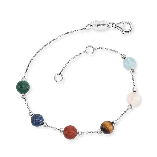 Engelsrufer Damen Armband aus Sterling Silber und sechs Kraftsteinen, echte Edelsteine, Karabinerverschluss, in zwei Längen verstellbar, nickelfrei, ERB-LILGEM-6ST von Engelsrufer