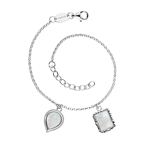 Engelsrufer Damen Armband aus Sterling Silber und zwei Mondstein Anhänger - Karabinerverschluss - längenverstellbar - nickelfrei von Engelsrufer