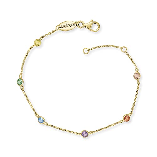 Engelsrufer Damen Armband aus vergoldetem Sterling Silber besetzt mit 6 Zirkonia Steinen in Multicolor, Karabinerverschluss, in zwei Längen verstellbar, nickelfrei, ERB-LILMOON-ZIM-G von Engelsrufer