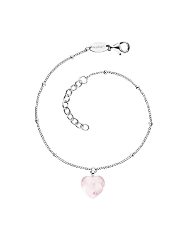 Engelsrufer Damen-Armband mit Herz-Anhänger aus Sterling-Silber und Rosenquarz in der Farbe Silber-Rosé, Länge: 17 + 3cm, ERB-HEART-RQ Engelsrufer Damen-Armband mit Herz-Anhänger aus Sterling-Silber und Rosenquarz in der Farbe Silber-Rosé, Länge: 17 + 3cm, ERB-HEART-RQ von Engelsrufer