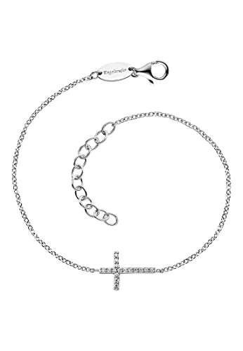 Engelsrufer Damen-Armband mit Kreuz-Anhänger aus Sterling-Silber mit Zirkonia, Länge: 17 + 3cm, ERB-LILCROSS-ZI von Engelsrufer