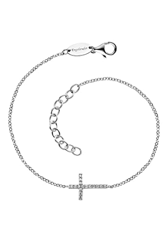 Engelsrufer Damen-Armband aus Sterling Silber mit Kreuz-Anhänger, besetzt mit Zirkonia, 17 + 3 cm, nickelfrei von Engelsrufer