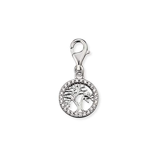 Engelsrufer Damen Charm Anhänger Tree of Life Lebensbaum silber aus Sterling Silber - besetzt mit 26 Zirkonia Steinen - Karabinerverschluss - nickelfrei von Engelsrufer