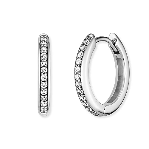 Engelsrufer filigrane Keep it so simple Damen Creole Lola aus Sterling Silber - besetzt mit 24 weißen Zirkonia Steinen - Clipverschluss - nickelfrei - Größe: 16mm von Engelsrufer