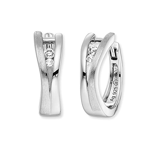 Engelsrufer filigrane Keep it so simple Damen Creole Xena aus Sterling Silber - besetzt mit 4 weißen Zirkonia Steinen - Clipverschluss - nickelfrei - Größe: 16mm von Engelsrufer