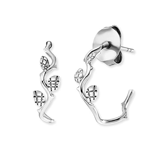 Engelsrufer Damen Creole Rose Garden aus Sterling Silber mit Dornenkranz - Clipverschluss - nickelfrei - Größe: 14mm von Engelsrufer