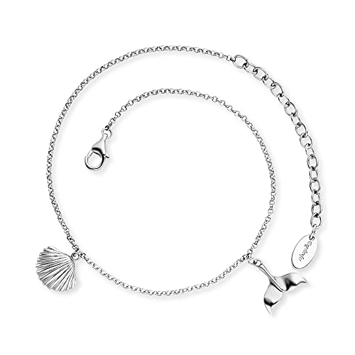 Engelsrufer Damen Fußkettchen Aloha aus Sterling Silber mit Muschel und Flossen Anhänger - Karabinerverschluss - in der Länge verstellbar - nickelfrei von Engelsrufer