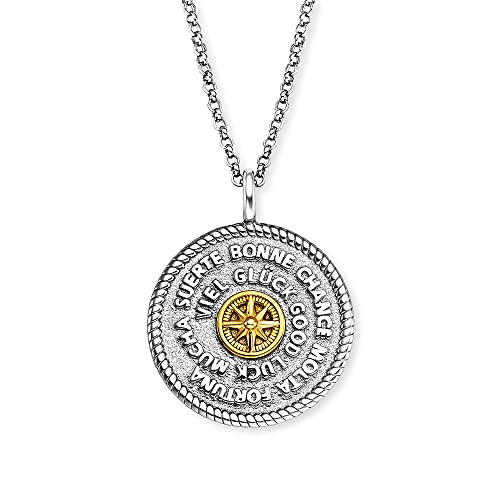 Engelsrufer Damen Halskette Aloha aus Sterling Silber mit rundem Bicolor Talisman Anhänger - Karabinerverschluss - in drei Längen verstellbar - nickelfrei von Engelsrufer