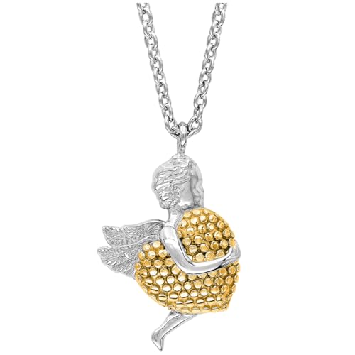 Engelsrufer Damen Halskette Engel aus Sterling Silber Bicolor- Karabinerverschluss - in der Länge verstellbar - nickelfrei von Engelsrufer