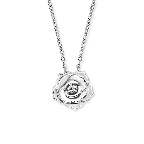 Engelsrufer Damen Halskette Rose Garden aus Sterling Silber mit Rosen Anhänger und Zirkonia - Karabinerverschluss - in zwei Längen verstellbar - nickelfrei von Engelsrufer