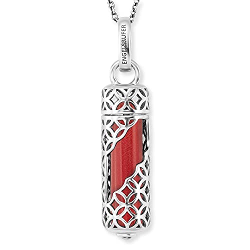 Engelsrufer Damen Halskette aus Sterling Silber mit austauschbarem Kraftstein Anhänger Roter Jaspis Größe M - Karabinerverschluss - in drei Längen verstellbar - nickelfrei Engelsrufer Damen Halskette aus Sterling Silber mit austauschbarem Kraftstein Anhänger Roter Jaspis Größe M - Karabinerverschluss - in drei Längen verstellbar - nickelfrei von Engelsrufer