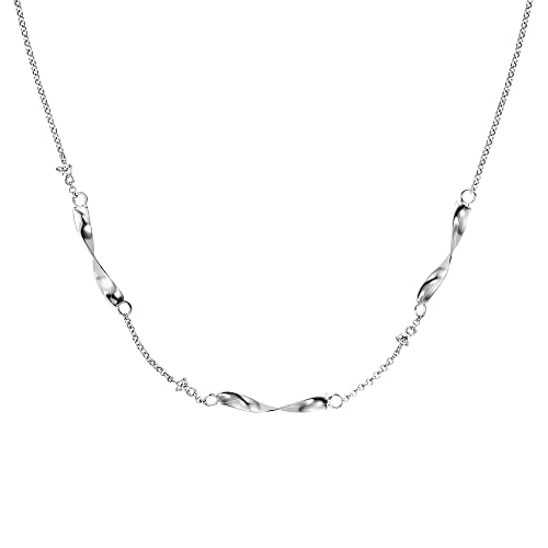 Engelsrufer Damen Halskette Twist aus Sterling Silber - besetzt mit drei Zirkonia Steinen - Karabinerverschluss - in zwei Längen verstellbar - nickelfrei von Engelsrufer