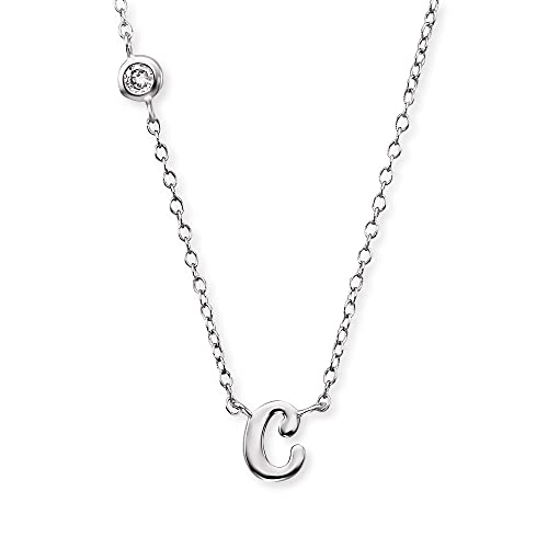 Engelsrufer Damen Halskette aus Sterling Silber mit Anhänger Buchstabe C - besetzt mit einem Zirkonia Stein - in zwei Längen verstellbar - Länge: 44cm von Engelsrufer