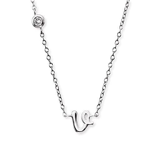 Engelsrufer Damen Halskette aus Sterling Silber mit Anhänger Buchstabe V - besetzt mit einem Zirkonia Stein - in zwei Längen verstellbar - Länge: 44cm von Engelsrufer